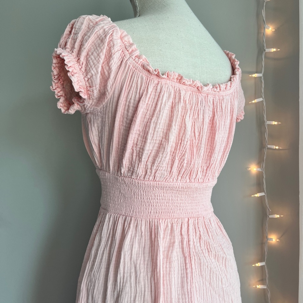 Pink Ruffle Midi Dress by Blue Rain - Picture 7 of 9